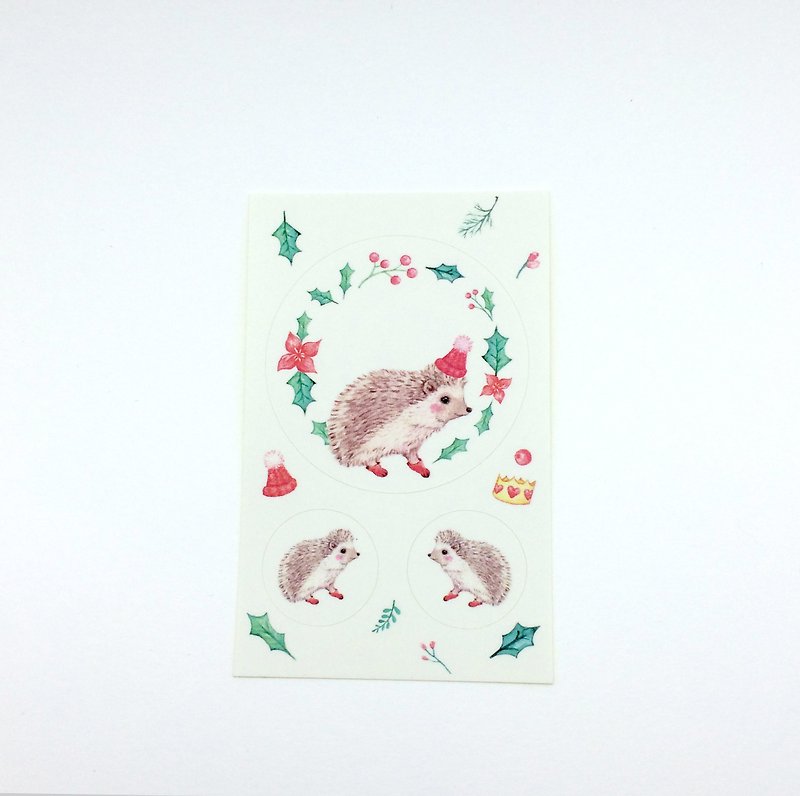 Christmas little hedgehog sticker for Christmas - Stickers - Paper 
