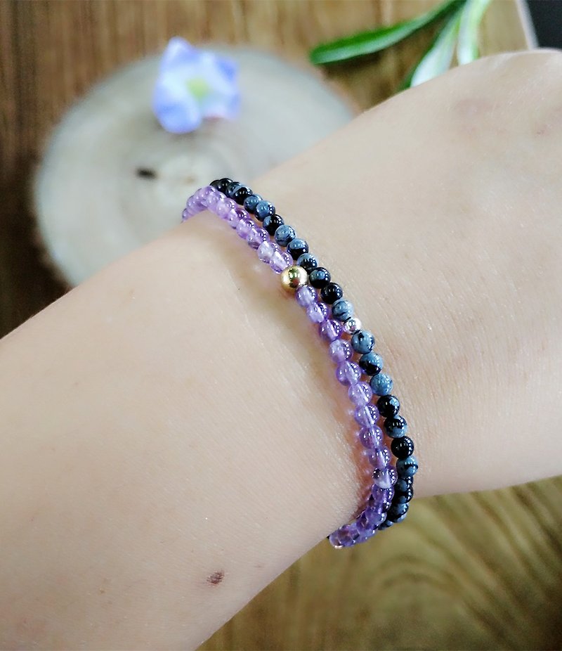 - Gemstone- Stone Series - amethyst bracelet Bronze - Bracelets - Gemstone Purple