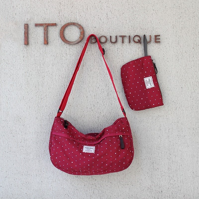 Winifred Foldable Shoulder Bag_dark red_100418 - Messenger Bags & Sling Bags - Polyester Red