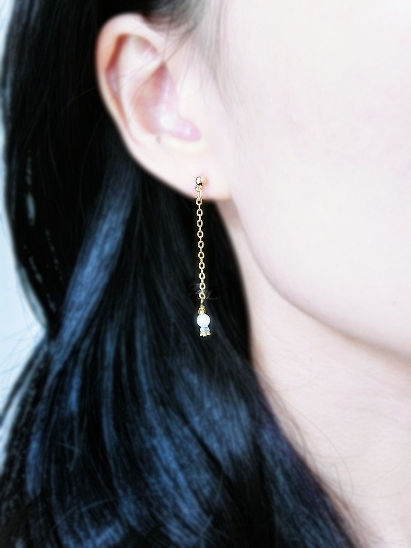 【微漾 - 海藍寶石珍珠】系列耳環 - 耳環/耳夾 - 寶石 藍色