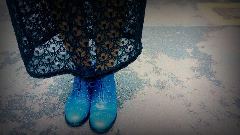 My blueberry night - รองเท้าอ็อกฟอร์ดผู้หญิง - หนังแท้ สีน้ำเงิน