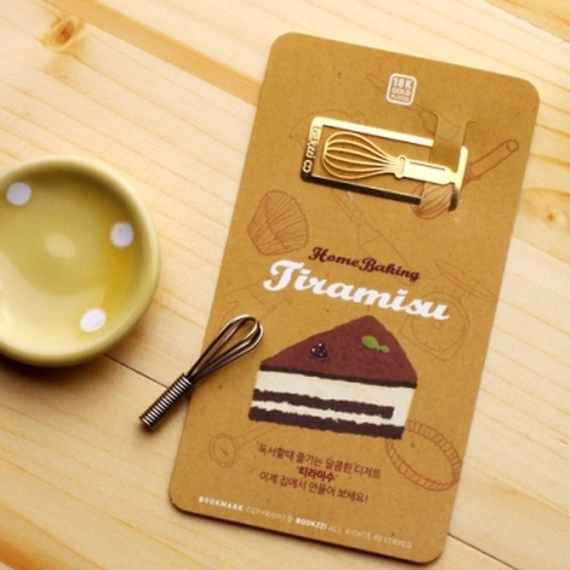 Dessin x Bookfriends-18K gold baked mini bookmark - tiramisu (Whisk), BZC31129 - สติกเกอร์ - โลหะ สีทอง