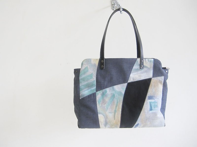 Stitching art style/shoulder bag/briefcase - Messenger Bags & Sling Bags - Other Materials Gray