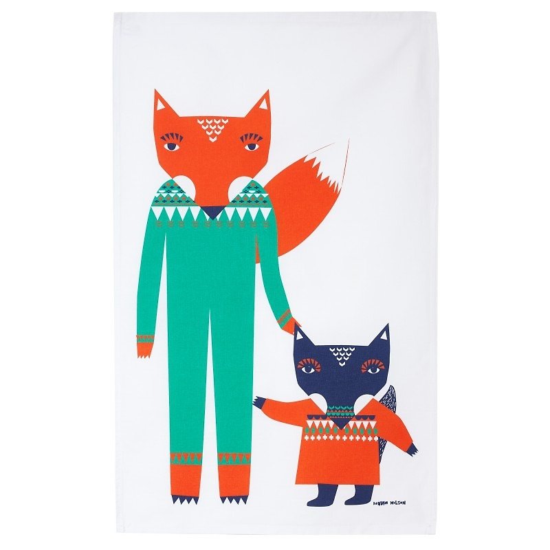 Fox Friends Painted Napkin Cloth | ドナ・ウィルソン - ランチョンマット - コットン・麻 ホワイト