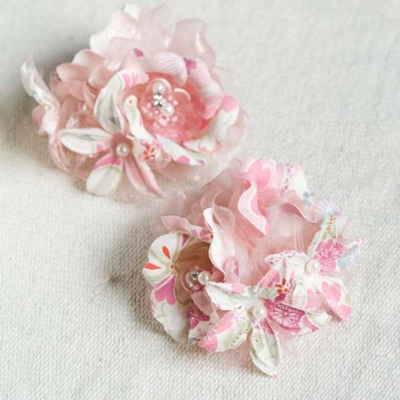 【MITHX】櫻花彩,花宴,小側夾胸針,髮夾,造型髮飾-粉 - 髮飾 - 其他材質 粉紅色