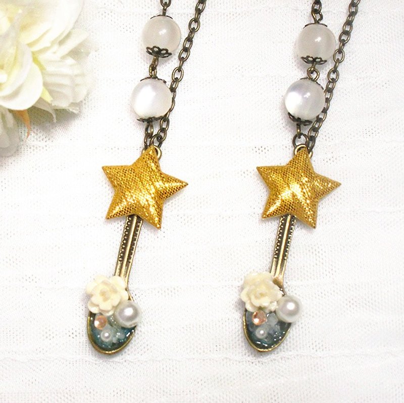 [Hand made] tablespoons stars necklace - Necklaces - Other Metals Khaki