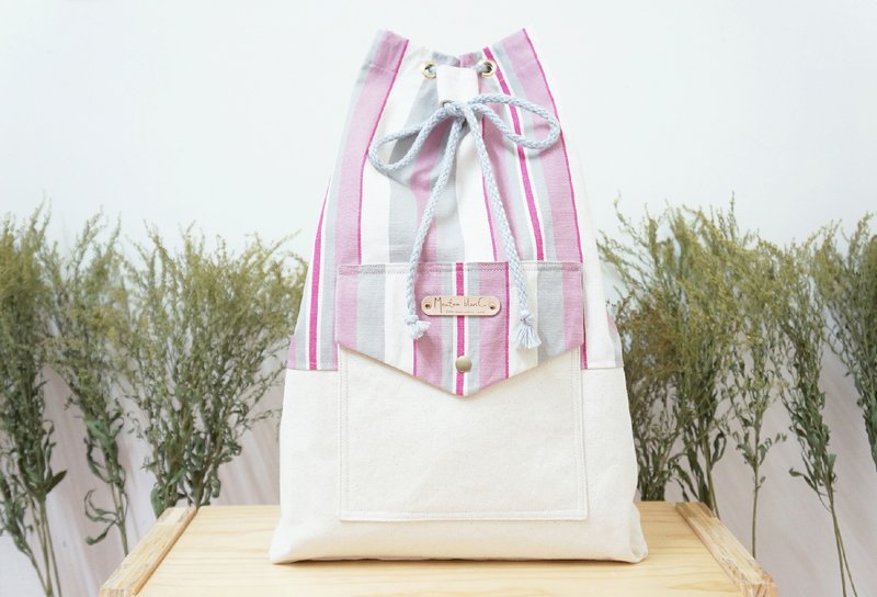 Wide Strap travel beam port package | pink cotton candy - Drawstring Bags - Other Materials Pink