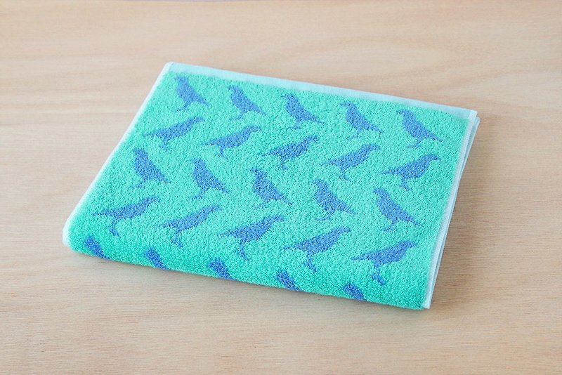 Silk flower sports towel / Taiwan starling / water spring blue green - ผ้าขนหนู - วัสดุอื่นๆ สีน้ำเงิน