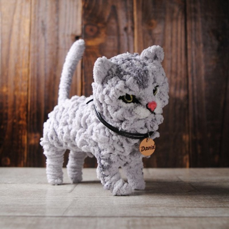 Pets avatar 14 ~ 16cm [feiwa Fei doll handmade doll] longhaired cat pets (welcome to build your cat) - Stuffed Dolls & Figurines - Other Materials Gray