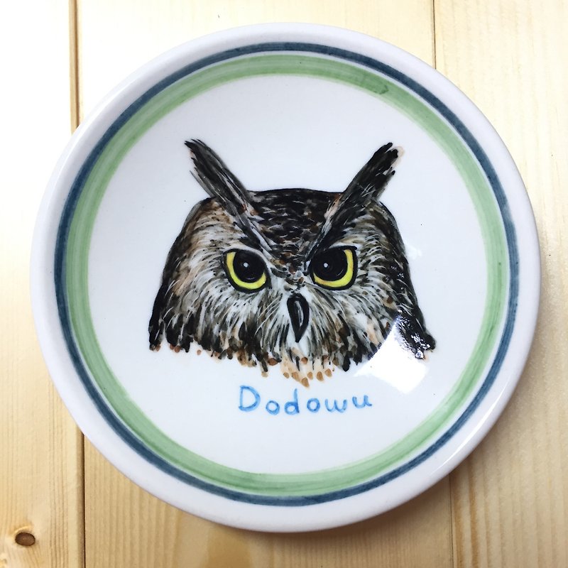 Lanyu Horned Owl dodowu-[Spot] Lanyu Hand-painted Small Dish - จานเล็ก - เครื่องลายคราม สีนำ้ตาล