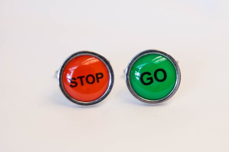 交通燈 "STOP" & "GO" 袖扣 - 袖口鈕 - 其他金屬 