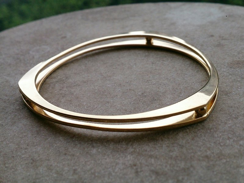 vintage geometric gold-plated bracelet - สร้อยข้อมือ - โลหะ สีทอง