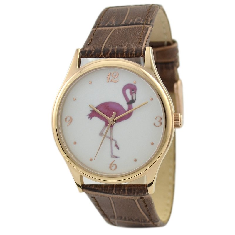 レッド腕時計 ブラウン ベルト ユニセックス 全世界送料無料 - 腕時計 - 金属 ピンク