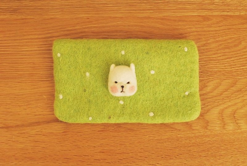 * Mori Shu * hand made wool felt - alpaca Shuiyu little Storage bag - fresh green - กระเป๋าเครื่องสำอาง - ขนแกะ สีเขียว