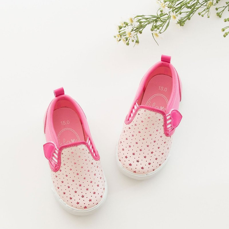 Chloe Strawberry Star Breathable Slip-On Casual Shoes - รองเท้าเด็ก - วัสดุอื่นๆ สึชมพู