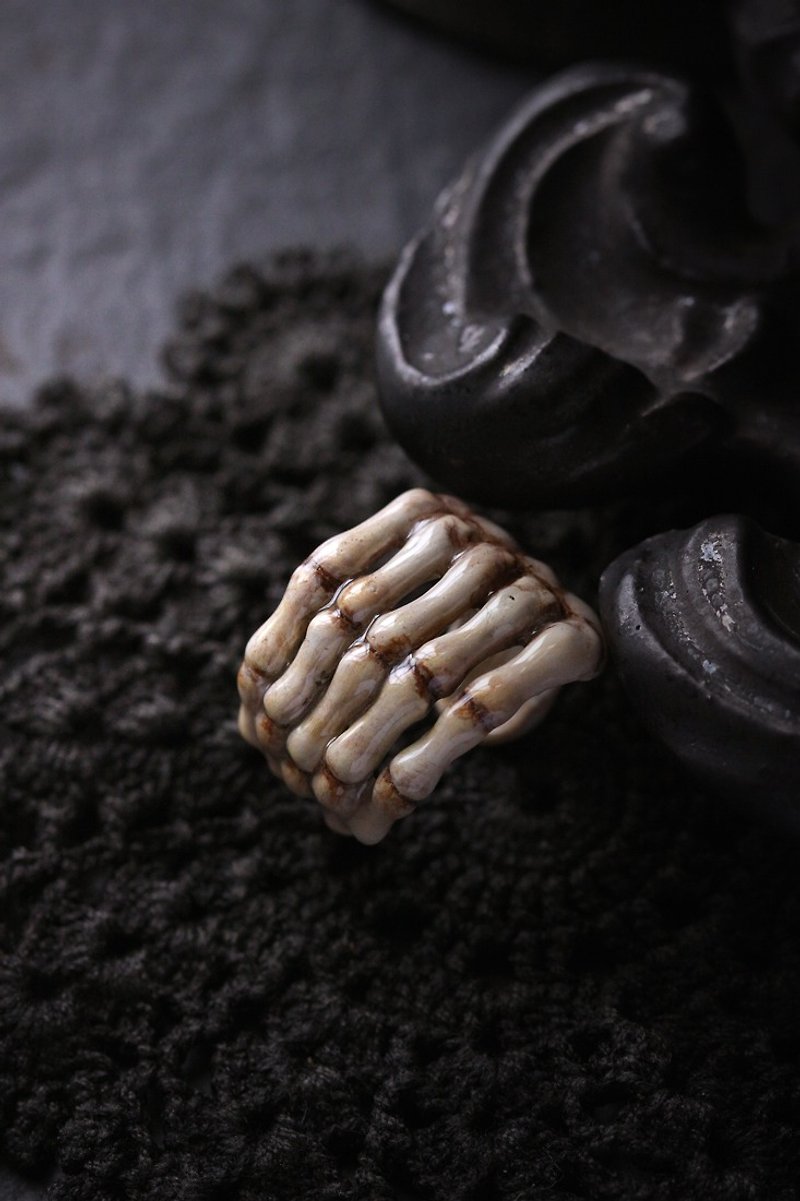 Hand Skeleton Ring in Painted Version by Defy. - General Rings - Other Metals Gold