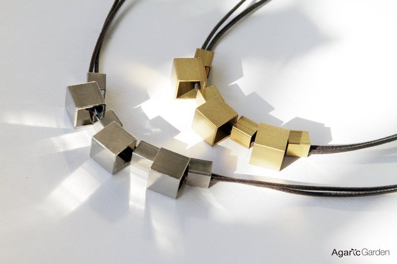 █ size squares geometric necklace - สร้อยคอ - โลหะ 