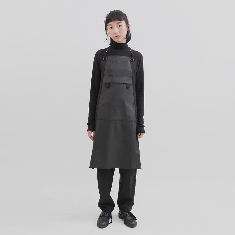 ACE Urban Craft-Classic black work apron cotton water repellent by rin - ผ้ากันเปื้อน - ผ้าฝ้าย/ผ้าลินิน สีดำ