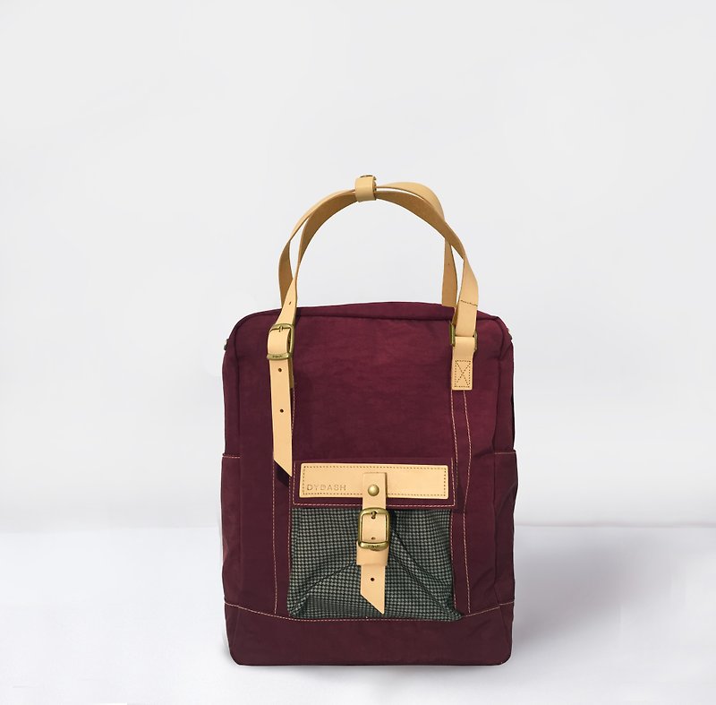 【ZeZe Bag】DYDASH x 3way/hand bag/shoulder bag/backpack/diaper bag/contrast color(Bordeaux lattice) - กระเป๋าเป้สะพายหลัง - หนังแท้ หลากหลายสี