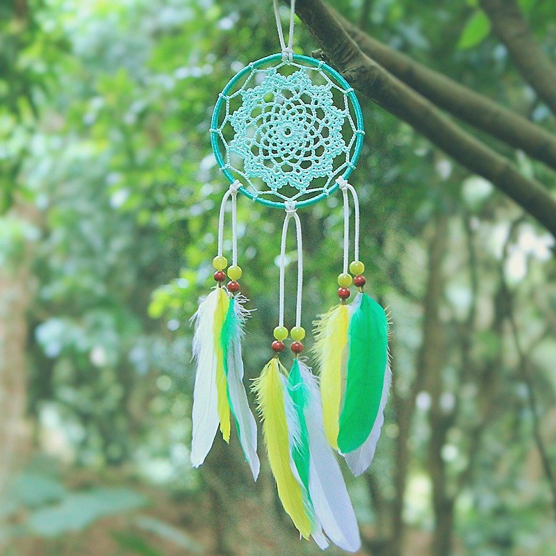 ESCA • DreamCatcher handmade lace dream catcher-pendant (mint green) - Items for Display - Other Materials Green