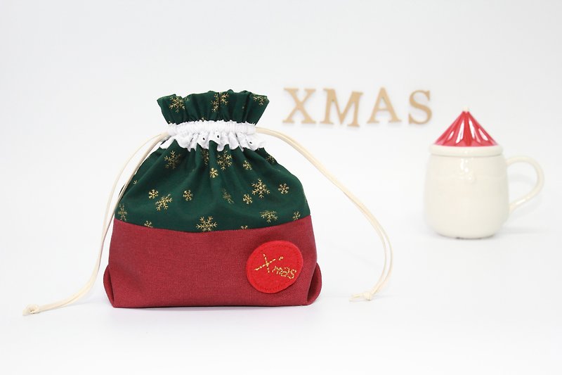 Pu．Leimi 日系手作 金色 X’mas禮物袋 聖誕節限定版!!/束口袋/收納袋/聖誕禮物/交換禮物 - 化妝包/收納袋 - 其他材質 