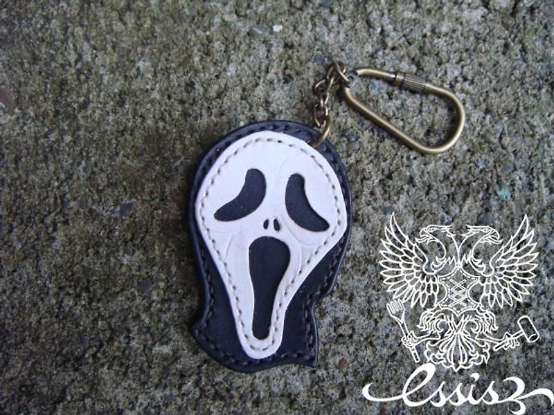 [ISSIS] Scream classic mask key ring - พวงกุญแจ - หนังแท้ สีดำ