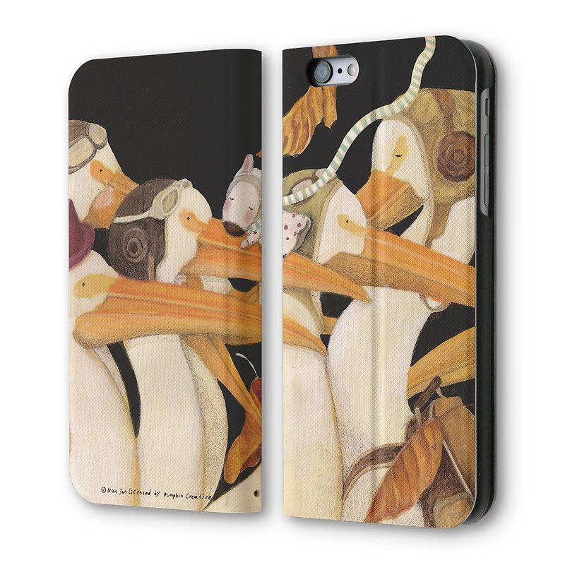 AppleWork iPhone 6 / 6S clamshell holster: birds PSIB6S-024 - Phone Cases - Genuine Leather Black