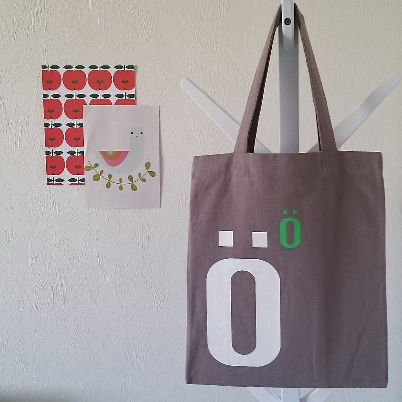 Kikare's cold letter canvas bag-Ö - Messenger Bags & Sling Bags - Cotton & Hemp Gray