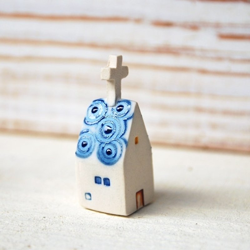 Birthday mini hand-made (blue color) Church Tao House (1pc) - Other - Other Materials Blue