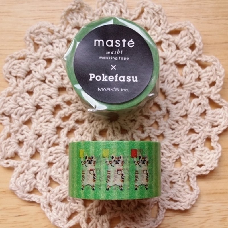 maste and paper tape COLLABO joint family [Pokefasu referee cat (MST-MKT23-GN)] - Washi Tape - Paper Green