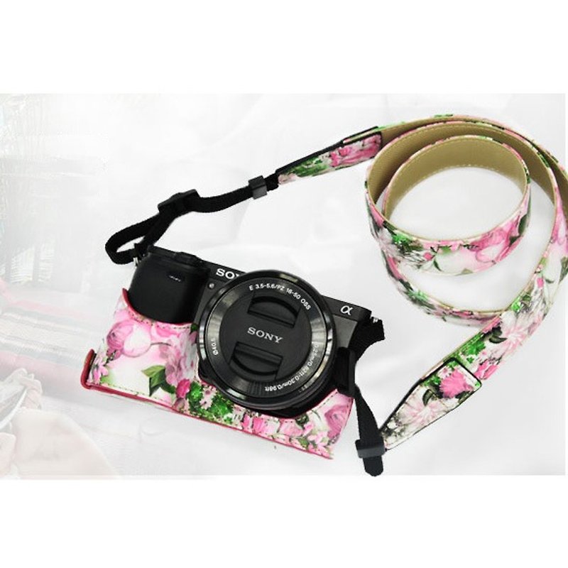 手工客製 相機皮套+背帶 適用於索尼微單相機 sony a6000 - 相機包/相機袋 - 真皮 多色