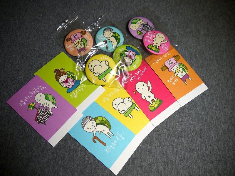[Turtles come to life series] Purple * Anytime incarnation shopaholic candy badge & mini card - Badges & Pins - Plastic Purple