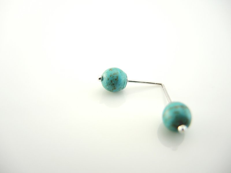 "Full Moon Full Moon" classic ear ear pin earrings - turquoise paragraph Fenya - Earrings & Clip-ons - Gemstone Green