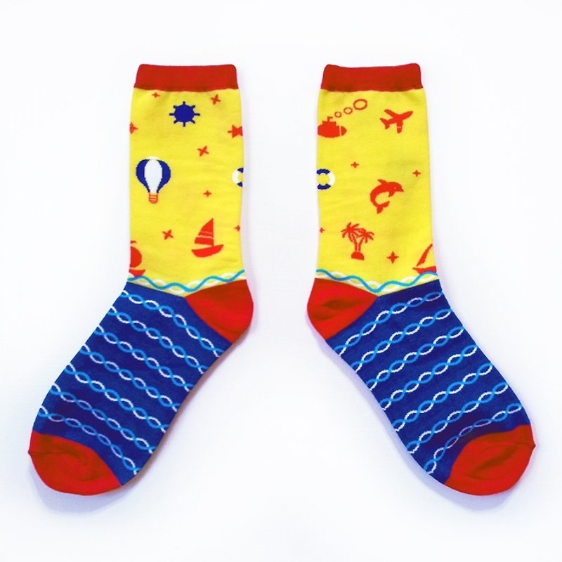 Midsummer Love-Counting the waves blossoming [Evening sunset] Dream Giant Series Socks - Socks - Cotton & Hemp Multicolor