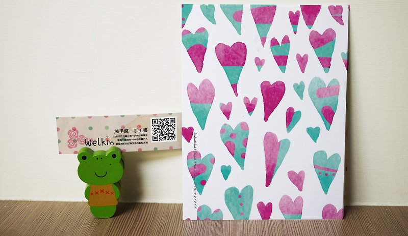 Exclusive-Rococo Strawberry WELKIN Handmade Sweet Valentine's Day Handmade Postcards-Colorful Love Hearts - การ์ด/โปสการ์ด - กระดาษ หลากหลายสี