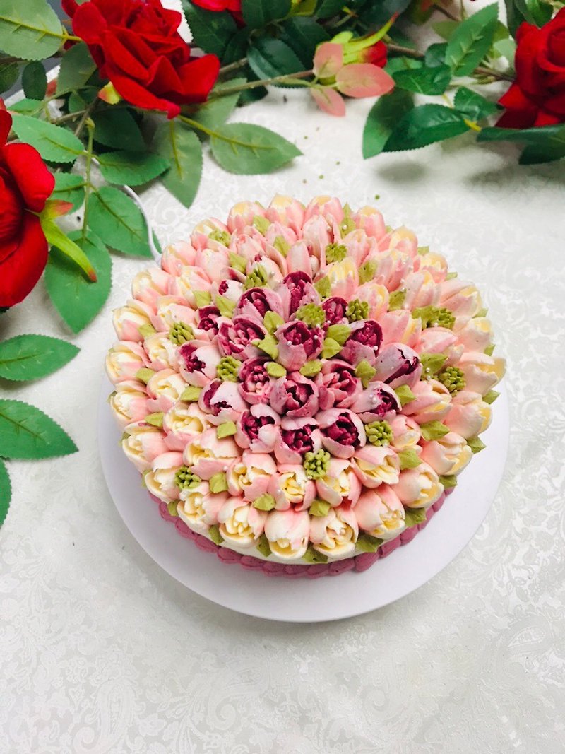 [Valentine's Day Gift] Felicitas 6 Inch Love Garden/Rose Cake/5-7 Days Shipping - อื่นๆ - อาหารสด สีแดง