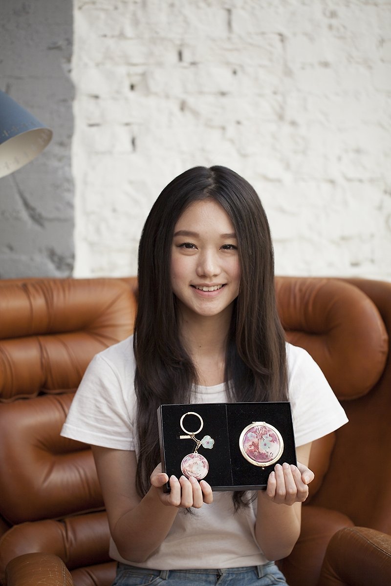 Chen Ming Shan - Flower mirror + key ring sets - พวงกุญแจ - โลหะ สีแดง