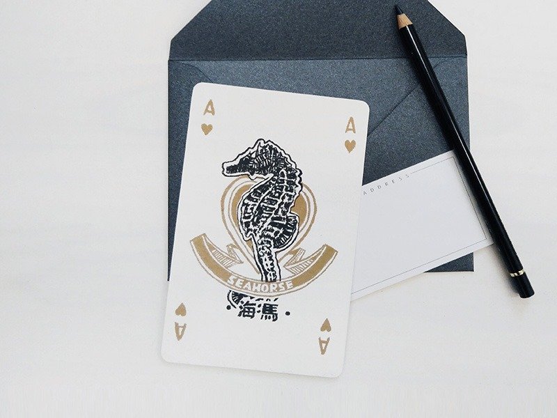 撲克系列 - A/海馬 - 卡片/明信片 - 卡片/明信片 - 紙 黑色