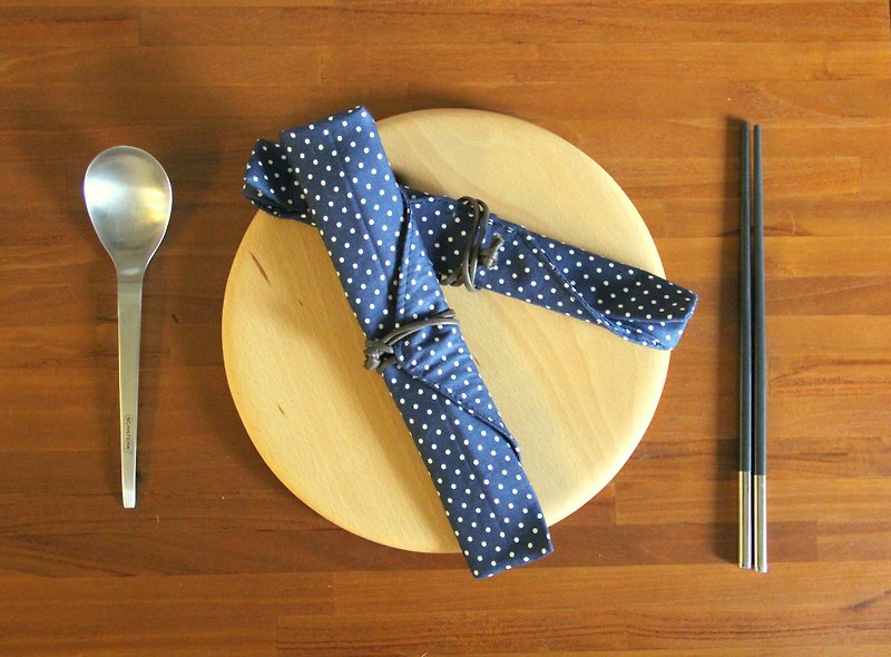 weimom's dark blue Shuiyu little - manufacturing pencil, chopstick sets, tableware bags, rolls ● Taiwan - Handmade Good - ตะเกียบ - วัสดุอื่นๆ สีน้ำเงิน