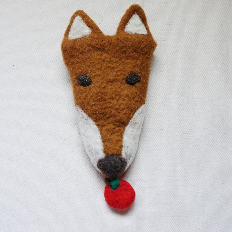 羊毛氈狐狸鑰匙包-棕 - 鑰匙圈/鑰匙包 - 羊毛 咖啡色