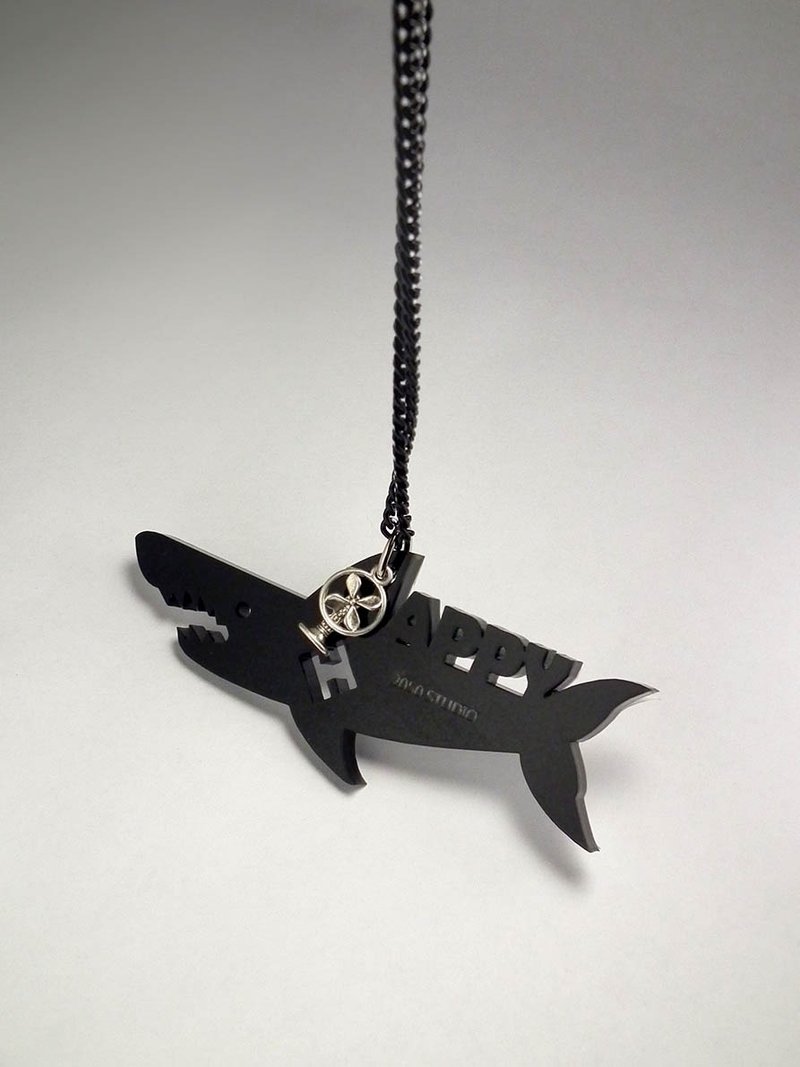 Lectra Duck Happy Shark Necklace/Keyring - Necklaces - Acrylic Black