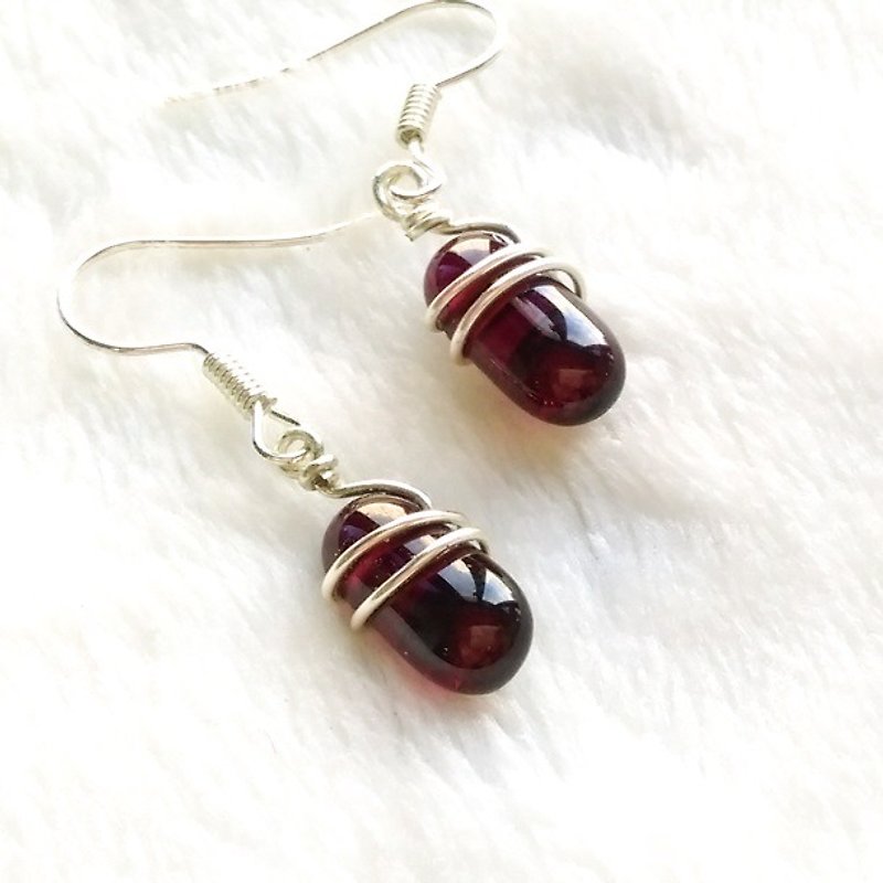 Artistic Thread Wrap Earrings - Gemstone Red - Earrings & Clip-ons - Glass Red
