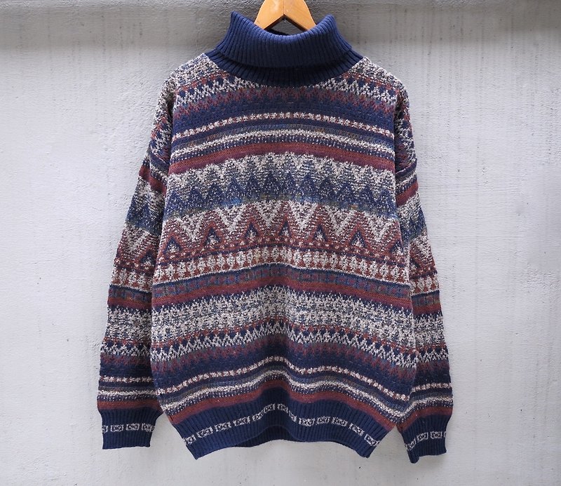 FOAK古著 義大利製高領編織毛衣 - สเวตเตอร์ผู้ชาย - วัสดุอื่นๆ หลากหลายสี