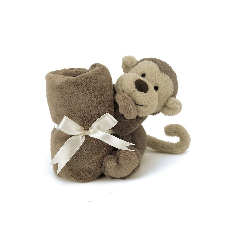 Bashful Monkey Soother 猴子安撫巾 約33x33公分 - 口水肩/圍兜 - 聚酯纖維 咖啡色