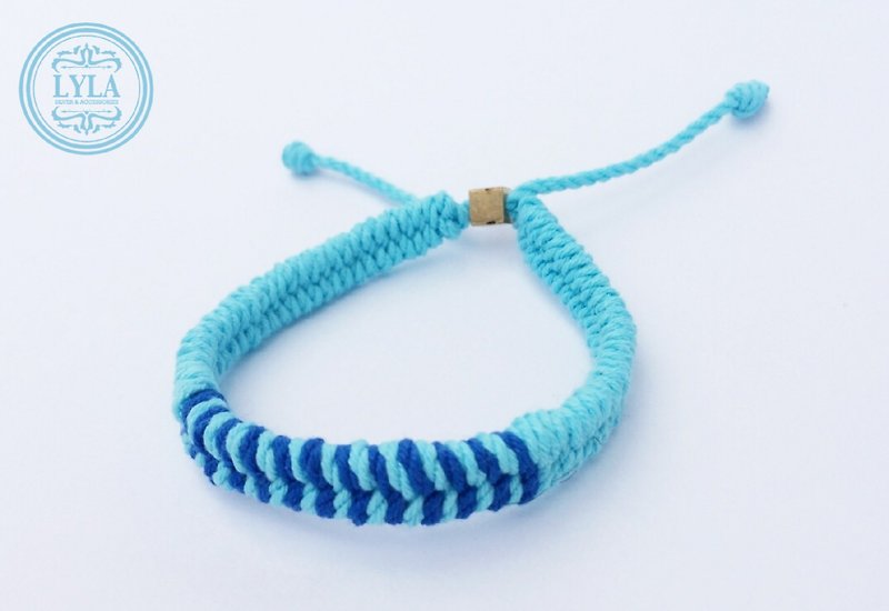 淺藍底深藍色編織 - 手鍊/手環 - 棉．麻 藍色
