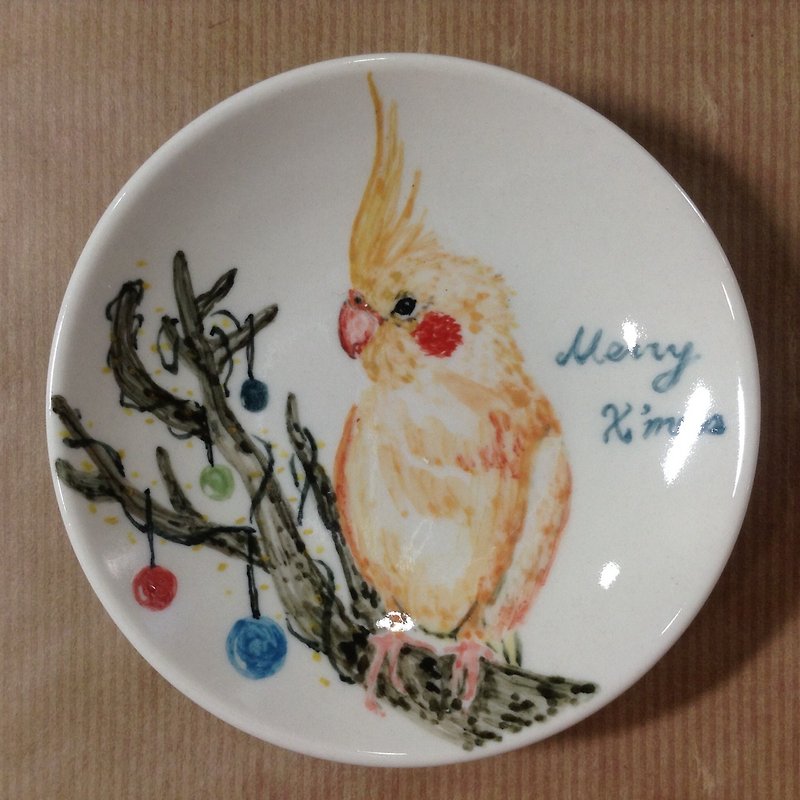 Xuanfeng and decorative ball-Christmas hand-painted small dish - Small Plates & Saucers - Other Materials Yellow