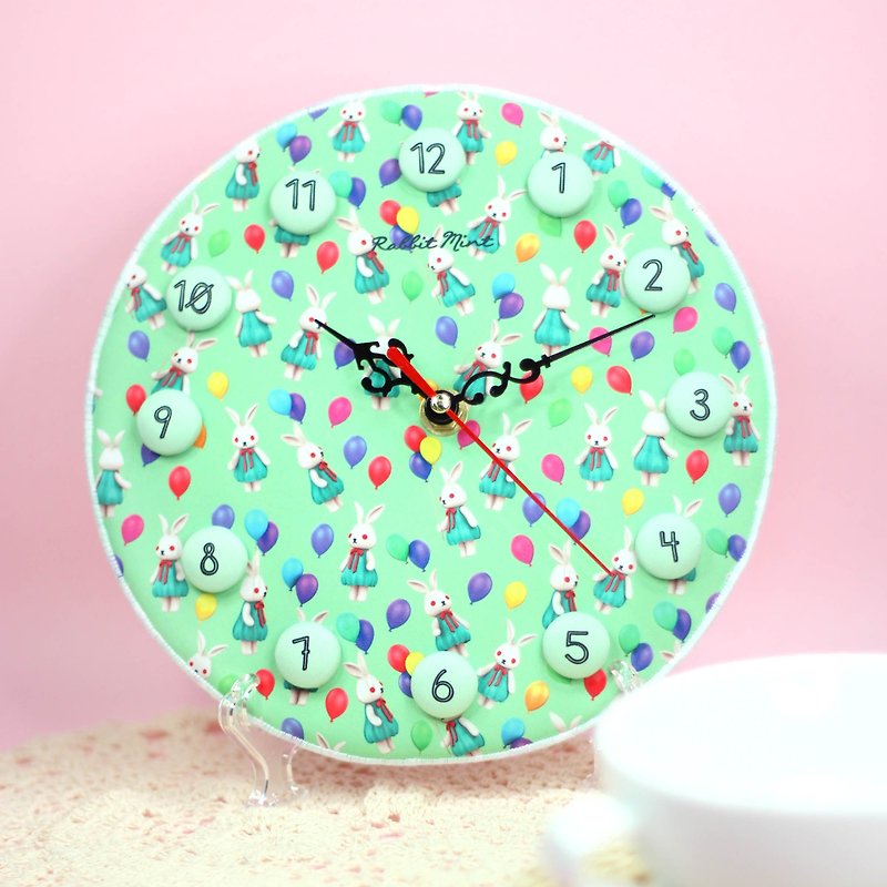 (Rabbit Mint) Mint rabbit Fabric Clock - (CL0010) - นาฬิกา - วัสดุอื่นๆ สีเขียว