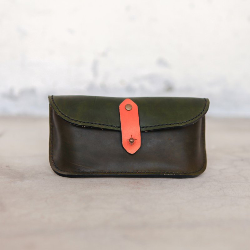 23. Hand-dyed/hand-stitched leather glasses case (without glasses) - กรอบแว่นตา - หนังแท้ 