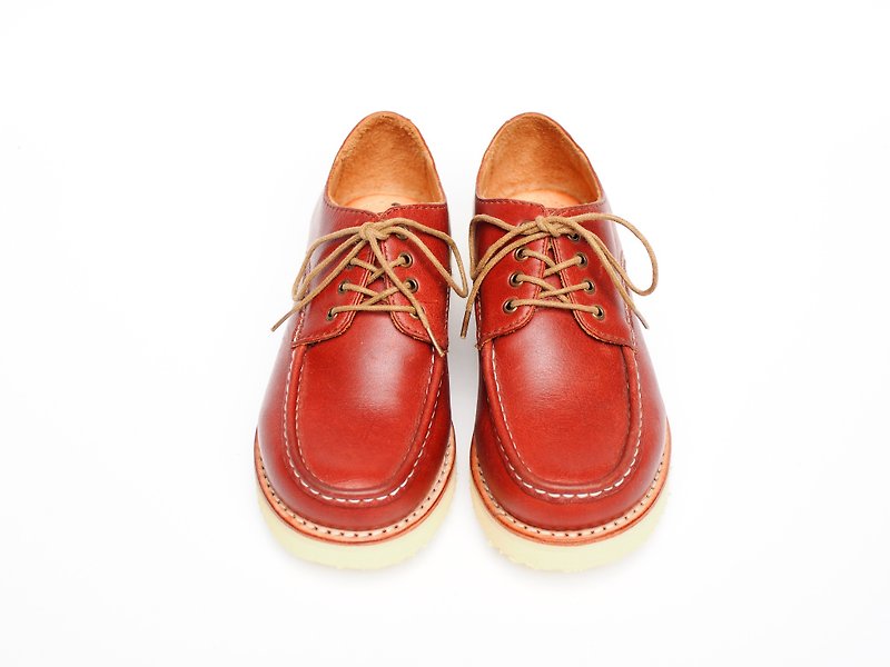 【Work Lady】 SOPHIE 經典手縫馬克鞋 紅棕色 - 女款休閒鞋 - 真皮 
