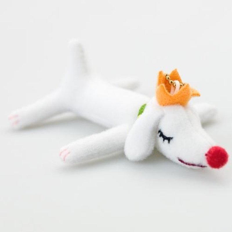 Nara: Pup King Mini Keychain - Keychains - Cotton & Hemp White